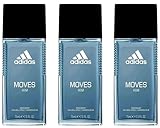 3x adidas MOVES HIM Deo Natural spray Zerstäuber Mit ätherischem Grapefruit und Lavendelöl Aromatischer Herrenduft,Schutz gegen starkes Schwitzen und Körpergeruch 75ml (3er Pack)
