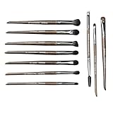 Anshute Natürliche Ziegenhaar Make-up Pinsel Set 10 Stück Professionelle Naturhaar Kosmetik Pinsel mit Etui Buchenholz Griff Super weiche Borsten Vielzahl von Pinseln Gesicht Pinsel Lidschatten Pinsel