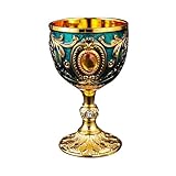 Generisch Mittelalterlicher Weinkelch aus Metall, Handgefertigt, Vintage-Design, Dekorativer Trinkbecher für Zuhause und Bar (Green)