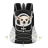 Pawaboo Haustier Rucksack Hund Tragetasche für Kleine Mittelgroße Hunde und Katzen, Atmungsaktiv und Bequem Haustier Tragbar Reisetasche mit Hiking Travel Outdoors, Schwarz S