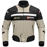 BORLENI Motorradjacke Herren Winter Motorrad Jacke Textiljacke 4 Jahreszeiten Winddicht mit Herausnehmbarem Liner Protektoren Protektor Jacke Roller Biker Touren Herren Damen Braun XL