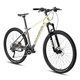 ROCKBROS MT·300 Mountainbike 27,5 Zoll Aluminium, Einstellbare Federvorspannung Fahrrad mit CUES U3020 18 Gang Schaltung, 16/18/22 Zoll Rahmen für Herren und Damen Mokkabraun
