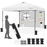 Yaheetech Pop up Pavillon 3x3m Faltpavillon mit 1 Seitenwand & Aufbewahrungstaschen Höhenverstellbar Partyzelt Wasserdicht Stabil Gartenpavillon Winterfest, Weiß, 3 × 3 M
