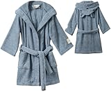 PandaHome Bademantel Kinder, Kinderbademantel für Jungen und Mädchen aus 100% Baumwolle, Morgenmantel mit Kapuze, Schnelltrocknend Weich Saugstark Bademäntel 400 g/m² (Taubenblau, 3-4 Jahre)