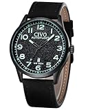 CIVO Militär Uhr Herren Lederarmband: Schwarz Armbanduhr Herren Klassisch - Analog Quarzuhr mit Datum Leuchtend Leicht zu Lesen