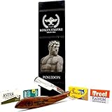 Roman Empire Shaving® Rasiermesser Poseidon-Set mit 20 Rasierklingen Astra, Derby, Shark, Treet
