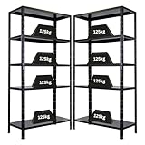 PROREGAL Mega Deal 2X Schwerlastregal Ares| HxBxT 180x90x40cm Fachlast 125 kg Schwarz, Stahl, Metallregal, Küchenregal Metallböden, Kellerregal, Steckregal, Garagenregal, Lagerregal