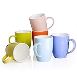 Panbado, 6-teilig Set Porzellan Tasse, 370ml Becherset, Kaffeetasse, Milch Tee Becher für Frühstück, Trinkbecher, bunt Modernes Design für Geschirr Tafel-Zubehör