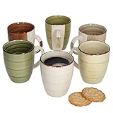 MamboCat Nature Kaffeebecher 300 ml I Kaffeetassen 6er Set im modernen Landhaus-Stil I Steingut-Tasse groß mit rustikaler Optik I Tea & Coffee Mug Set - Kaffee-Tassen 6 Stück in tollen Naturtönen