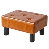 YMYNY Kleine Fußbank, Kunstleder Rechteckiger Sitzhocker für Wohnzimmer, Pouf Couch Hocker, Ottoman Fußstütze für Eingang 40×30.5×22.5CM Orange HBD038J