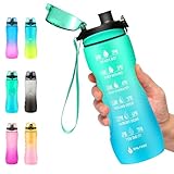 Binudum Trinkflasche Motivations Wasserflasche mit Zeitmarkierung, Sport Tritan BPA freie auslaufsichere Wasserflasche für Jugendliche, Erwachsene, Fitnessstudio (Mintgrün, 25oz/750ml)