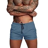 Donason Badehose Herren Schnelltrocknend Badeshorts für Herren Sporthose Laufshorts Männer Sport Kurze Hose Schwimmhose mit Mesh-Futter und Reißverschluss Taschen