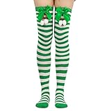Generisch Weihnachten Overknees Strümpfe Damen Kniestrümpfe Weihnachten Miss Santa Überkniestrümpfe Weihnachtens Damen Weihnachtsstrümpfe Overknee Strümpfe für Mädchen