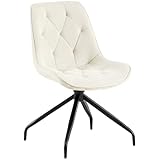 Casa Moro 360° Drehbarer Esszimmerstuhl - Drehstuhl mit Rückenlehne – Polsterstuhl für Esszimmer, Küche, Wohnzimmer, Büro - Beige Schwarz