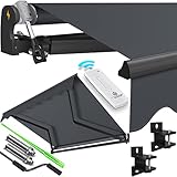 KESSER® Elektrische Gelenkarmmarkise mit Fernbedienung Markise Gelenkmarkise 300 x 250cm Terrassenmarkise Klemmmarkise Sonnenmarkise inkl. Wandhalterung Sonnenschutz Balkonmarkise Anthrazit