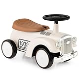 COSTWAY Rutschauto, Rutscherfahrzeug mit Stauraum & Kippschutz, Kinderfahrzeug mit Lenkrad & Sound, Rutscher Auto für Kinder ab 1 Jahr, 58 x 27 x 34 cm (Weiß)