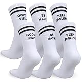 Socken Herren Damen, Sportsocken 3 paar, 35-38 Tennis Socken, Schwarze Streifen Weiß Baumwollsocken, Geburtstagsgeschenk Geschenkideen Männer Frauen