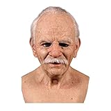 EAGSTRIKY Alte Mann, realistisch, Latex, gruselig, alter Mann, Vollmaske, Menschenmaske, Cosplay-Stil, Halloween, Maske für Erwachsene, lustig, Kostüm, Maske (B)