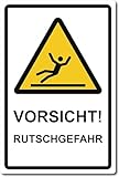 Vorsicht Rutschgefahr Kunststoffschild 30 x 20 cm aus PVC (wetterfest)