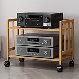 Audio Rack 48,3 cm, robuster 2-stöckiger HiFi-Ständer mit höhenverstellbarer Ablage, rollbarer Stereo-Schrank für DVD-Player und Spielekonsolen