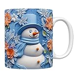 Glas-Kaffeetassen, 350 ml, Blumen-Fusion-Tasse, doppelwandig, hitzebeständig, für heiße und kalte Getränke, Teetasse mit Griff