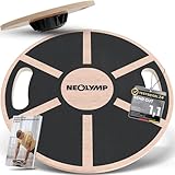 NEOLYMP Balance Board Holz mit Griffen - Rutschfestes Gleichgewichtsboard 360° Drehung - Balancebrett für Fitness, Physio, Planks & Yoga - Wackelbrett - Balance Board Erwachsene (Balance Pad Echtholz)