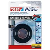 tesa extra Power Extreme Repair Reparaturband - Selbstverschweißendes Reparaturband aus Silikon zum Isolieren und Abdichten - 2,5 m - Schwarz