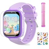 OKYUK Kinder Smartwatch mit Anruffunktion, Smartwatch Kinder mit 31 Puzzlespielen und 15 Hörbüchern, Multifunktionale Smartwatch für Kinder (Lila)