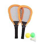 HONMEET 5 Teiliges Strandspielzeug Set Für Stoff Tennisracket & Badminton Mit 2 Rackets Orange + 1 Badminton + 2 Ocean Balls Perfekt Für Outdoor Aktivitäten Und Strandspaß
