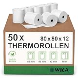 50 Thermorollen 80mm x 80m x 12mm für Siemens AX7156 AX7193, Bonrollen, Kassenrollen, Thermo-Bonrollen