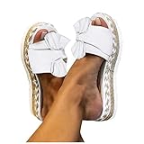 Plateau Sandalen Damen Keilabsatz Sandalen Flach Römische Mode Flip Flop Schlappen Slide Sandal Elegant Atmungsaktiv Walking Pantoletten Sommerschuhe Slip-On Casual Strandsandalen Slipper