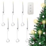 Renchey Christbaum-Kerzen Zum Anklippen - Flammenlose LED Kerzen Deko - 6er Set Weihnachtsdekoration Mit Fernbedienung Für Innen Außen Wand Garten Festliche Beleuchtung