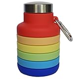 Faltbare Wasserflasche, Regenbogenfarben, 500 ml, BPA-frei, Silikon, Reisezubehör, auslaufsicher, Wandern, Camping, Zubehör, Fahrradflasche, Yoga-Flasche