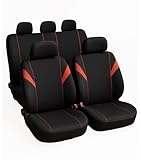Susy Shop Universelle Sitzbezüge Set vorne und hinten, Autobezüge mit 2 Reißverschlüssen an der hinteren Rückenlehne, Modell H (Rot)