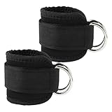 Vlecexs Fußschlaufen, 2 Stück Fußschlaufen Kabelzug, Ankle Straps für Fitness Training am Kabelzug, Verstellbarer für Frauen und Männer (Schwarz)