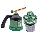 Nola Gas-Lötbrenner im Set - inkl. 4 x 190 g Universal Gaskartuschen - 1300°C - Gasbrenner - Lötlampe zum Weich- oder Hartlöten - Flambierbrenner - Bunsenbrenner - (Lötbrenner mit 4 Gaskartuschen)