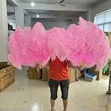 Große weiße Straußenfederfächer, 13 Stangen, 90/130 cm, flauschige Federn, Faltfächer für Karneval, Bühne, Oper, Requisiten, Dekorationszubehör, Pink, 1 Stück, 90 cm