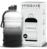 HYDRATE 2,2 Liter Trinkflasche Sport – langlebig und extra stark – BPA-frei – ideal für: Fitnessstudio, Diät, Bodybuilding, Outdoor-Sport, Wandern und Büro - Große Wasserflasche (Mono)