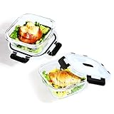 ERUIV Meal Prep Boxen Glas, 2er-Frischhaltedosen, Glas Aufbewahrung Mit Deckel-520ml, Frischhaltedosen Glas praktisch, Vorratsdosen Glas frische, Glasschüssel Mit Deckel abdichtung, BPA-FREI