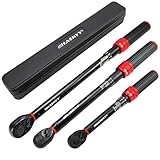 HASKYY Drehmomentschlüssel Set 1/4' 3/8' 1/2' 5-25 Nm 20-120Nm 40-220Nm 3tlg Fahrrad Motorrad Motor KFZ Industrie Auto Drehmoment Ratsche Knarre Schlüssel