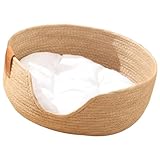 COLLBATH Sommerhaus für Haustiere Fensterbett für Katzen Katzenkissen Katzenkratzbett waschbares Haustierbett katzenbett katzenkorb Sommerhaustiernest Katze schlafnest Rohrkolbengras Beige