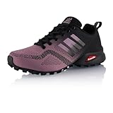 Fusskleidung® Damen Herren Wanderschuhe Atmungsaktive Trail Running Trekkingschuhe Lila Schwarz EU 39