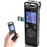 Hinne 80G Digitale Diktiergeräte, Aufnahmerät mit Surround, Mikrofon Voice Recorder 3072 Kbps HD-Aufnahme, 1000 Stunden Audio Recorder Mobile Rekorder mit Passwort für Unterricht, Meetings