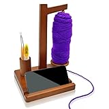 EHOTER Garnhalter aus Holz mit Handy-Ständer, Hakenaufbewahrung und magnetischem Spinner, Geschenk für Häkelliebhaber, Stricker, Verwendung zum Häkeln und Stricken (Retro-Farbe)