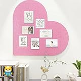 Herzförmige Filz-Buchstabenwand, Filz-Notiz-Pinnwand, Wandmontage, Korktafel für Büro, Klassenzimmer, Erinnerung, Schmuck, Organizer, Hochzeitsdekoration (Rosa)