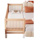 ZPVXRVQ Holzplattform-Bettrahmen, mit Kopfteil-Schutzgeländer, Bettrahmen gepolsterte Plattform, Bettrahmen-Holzleistenstütze, verbreitertes Verbindungsbett(150x70cm)