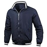 UHouse Bomberjacke Herren Leichte Dünne Übergangsjacke Herbst Blouson Stehkragen Freizeitjacke Bequeme Jacke Outdoor Herbstjacke Freizeit Jacket Bequeme Overshirt Einfarbig Sale Angebote Marineblau L