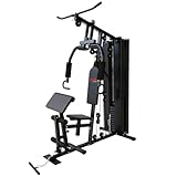FUEL Fitness Kraftstation KS100 für Zuhause, Homegym auf 2qm, Latzug, Brustpresse, Butterfly, Bizepscurlpult, Seilzug, unzählige Trainingsvariationen, 65kg Gewichtsblock, inkl. Zubehör