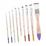 9pcs Künstler Paint Pinsel Nylon Borstenpinsel Für Acrylöl Gouache Aquarellmalerei Rock Leinwand Malerei