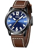 CIVO Herren Uhren Analog Lederarmband: Wasserdicht Quarzuhr Armbanduhr mit Großen Ziffern